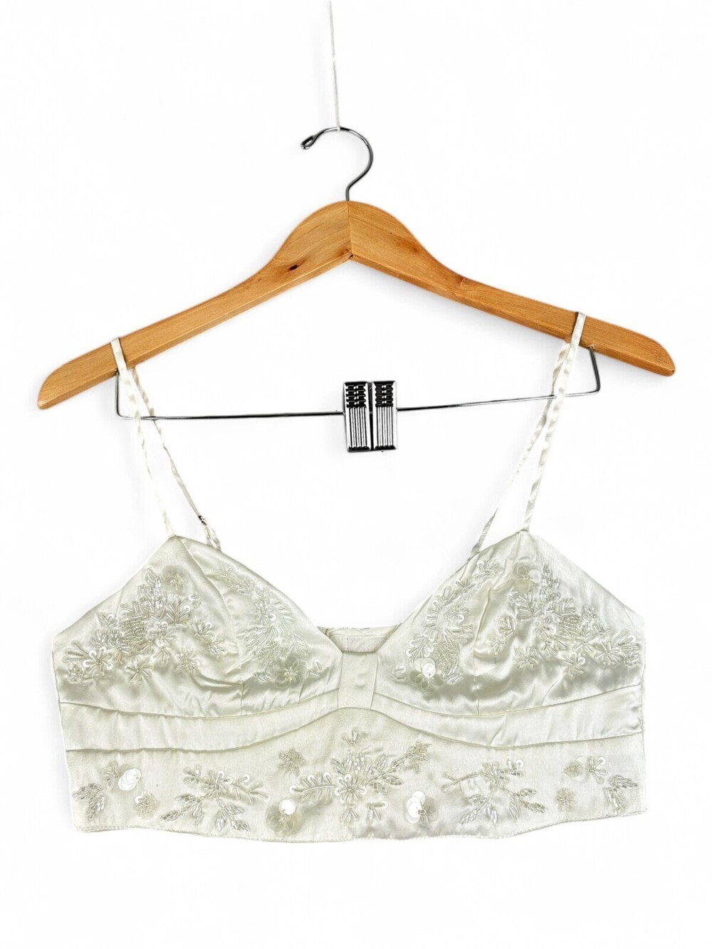 LyreBird Embroidered Ivory Beaded Crop Camisole Top S